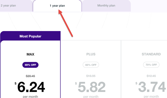 PureVPN 1-year Pricing Plan