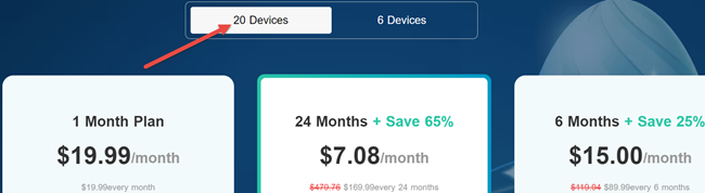 VPN Proxy Pricing for 20 Devices